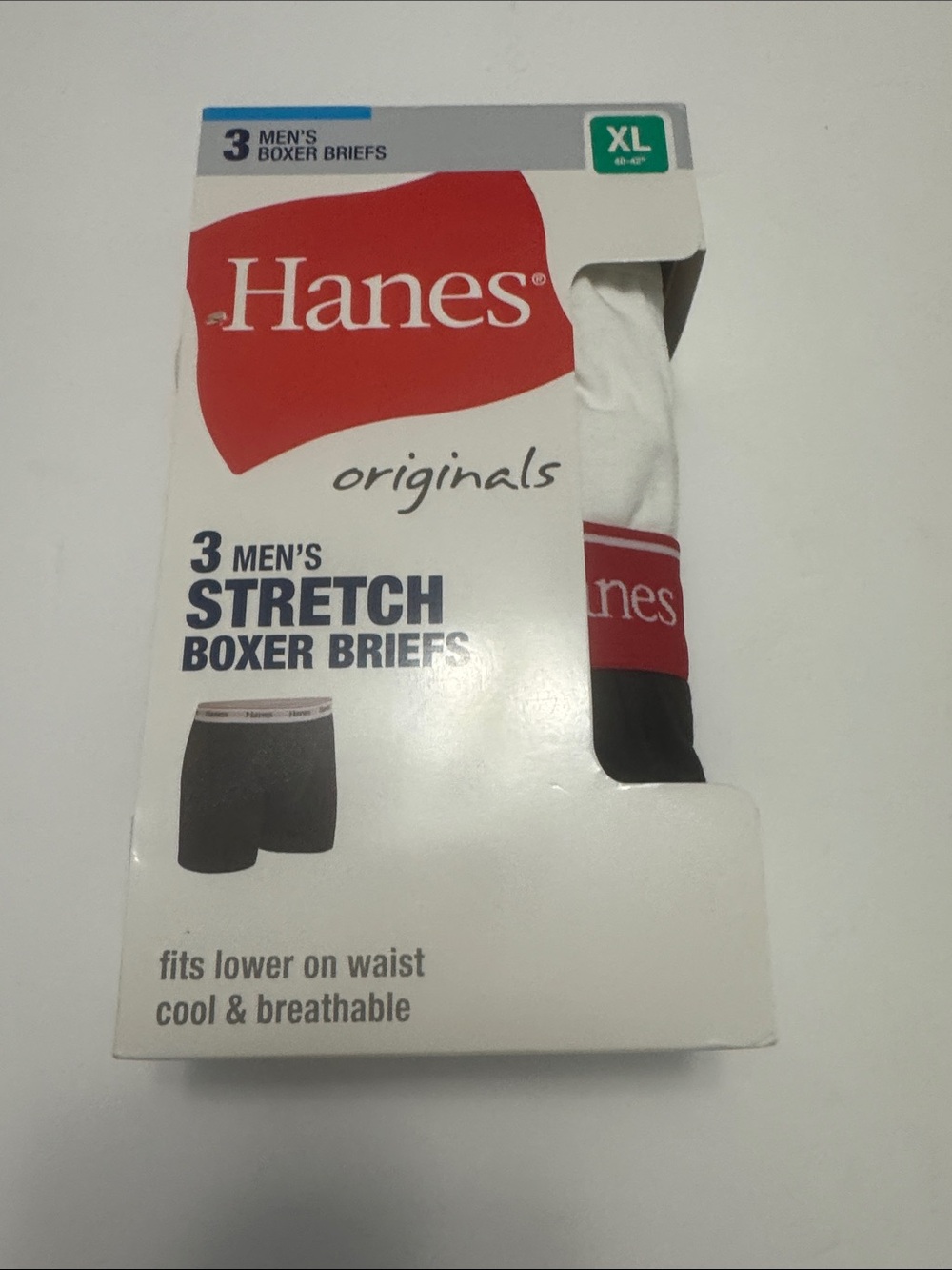 Hanes Men's Boxer Briefs - White with Red Waistband (3-Pack)
